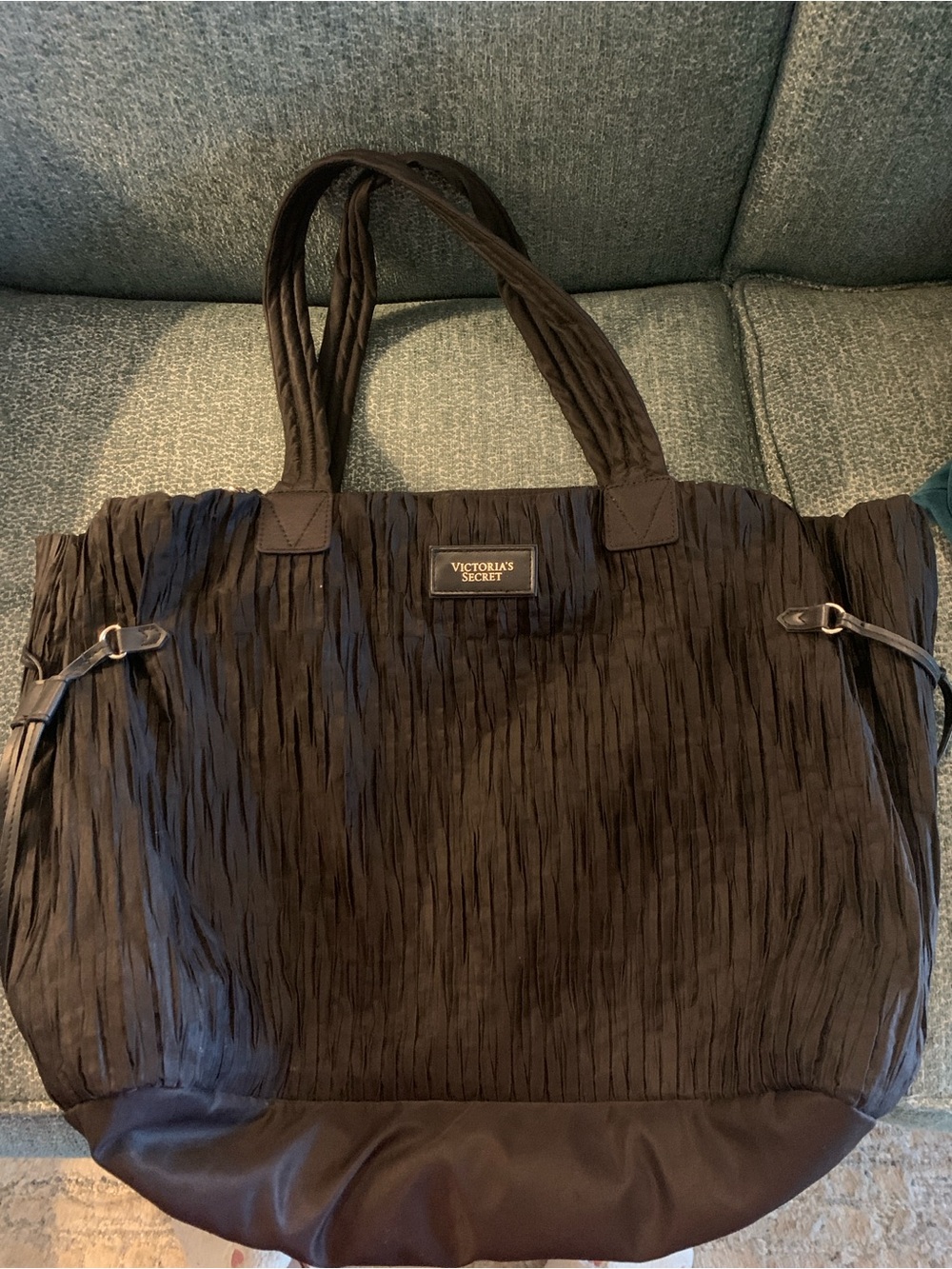 Victoria's Secret Black Ruched Tote